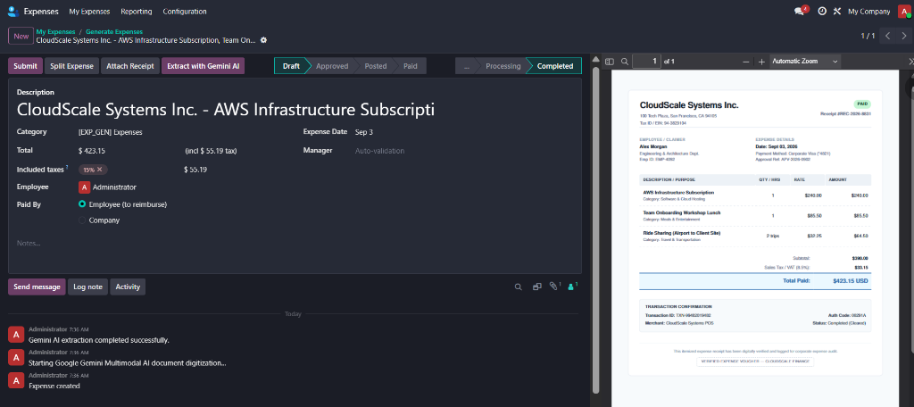 Odoo Expense OCR