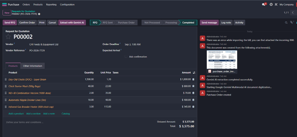 Odoo Purchase Quote OCR